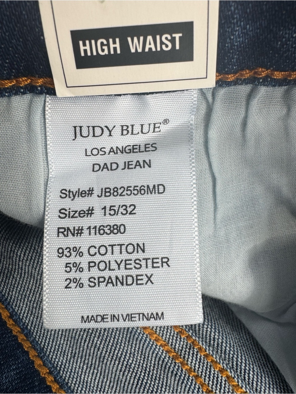 JUDY BLUE
HIGH RISE BUTTON FLY STRAIGHT JEANS  JB82556 Dad Jean NWT 15/32 - Picture 8 of 8